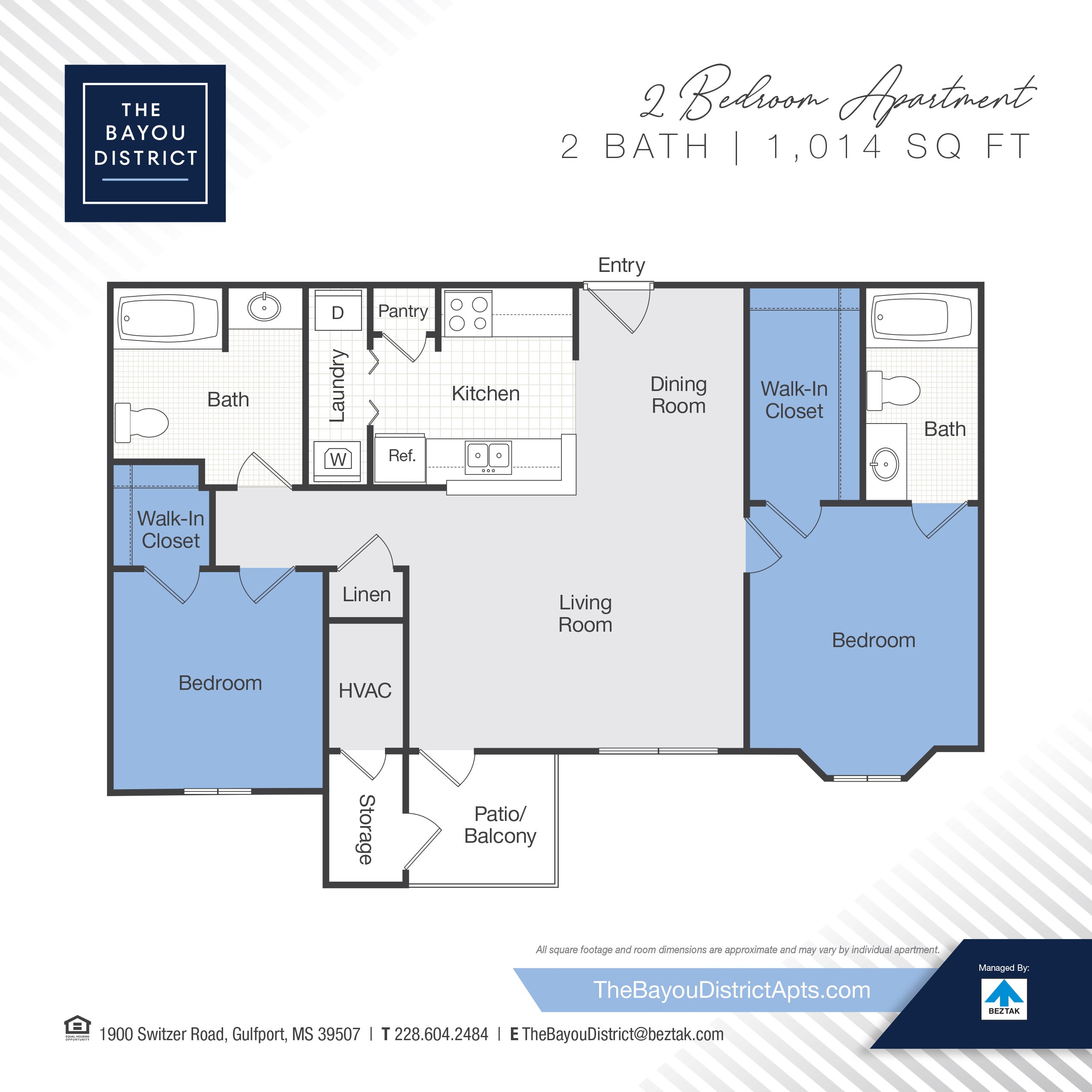 2 Bedroom 2 Bathroom floor plan